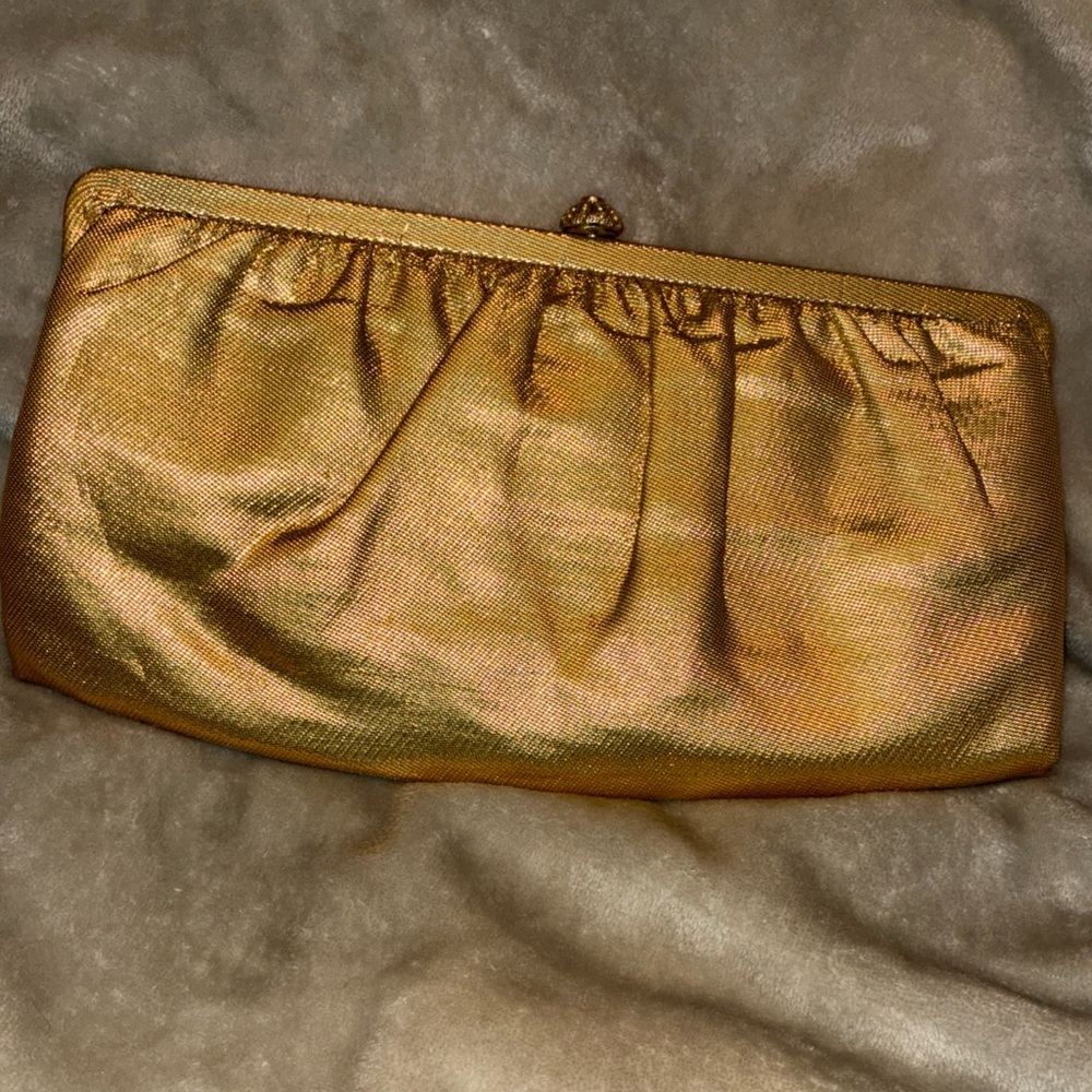 Vintage Bobbie Jerome Gold ClutchBag Purse Evening 60’s